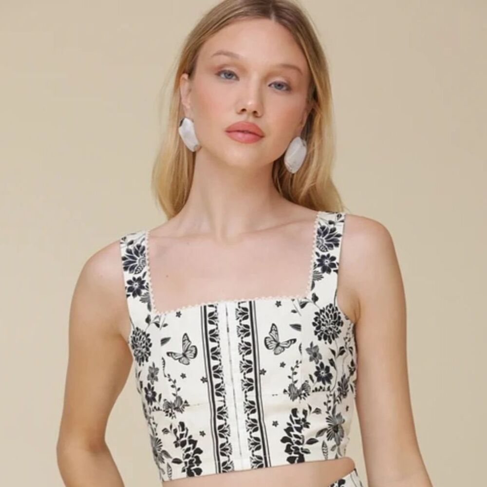 Avec Les Filles Women Lace-Trim Crop Tank XS